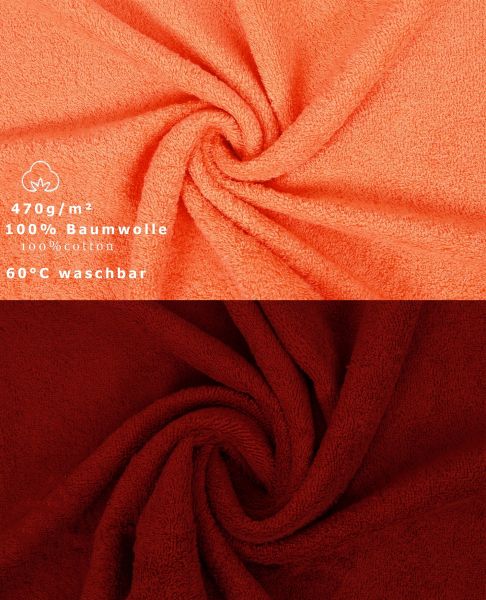 Betz 10-tlg. Handtuch-Set CLASSIC 100% Baumwolle 2 Duschtücher 4 Handtücher 2 Gästetücher 2 Seiftücher Farbe orange und dunkelrot