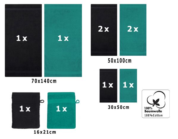 Betz Juego de 10 toallas PREMIUM 100% algodón de color verde esmeralda y negro