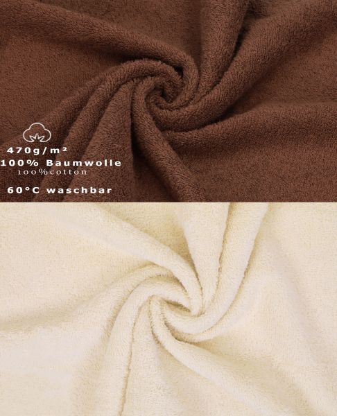 Betz Set di 10 asciugamani Premium 2 asciugamani da doccia 4 asciugamani 2 asciugamani per ospiti 2 guanti da bagno 100% cotone colore beige e marrone noce