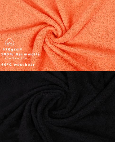 Betz 10 Piece Towel Set PREMIUM 100% Cotton 2 Wash Mitts 2 Guest Towels 4 Hand Towels 2 Bath Towels Colour: orange & black