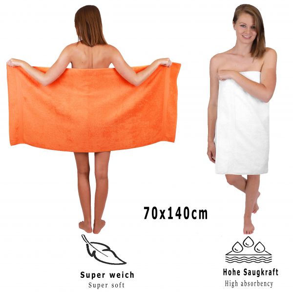 Betz 10 Piece Towel Set PREMIUM 100% Cotton 2 Wash Mitts 2 Guest Towels 4 Hand Towels 2 Bath Towels Colour: orange & white