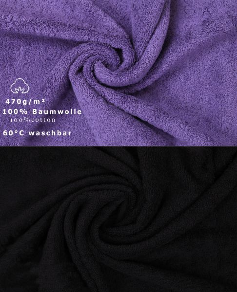 Lot de 10 serviettes Premium noir et violet, 2 serviettes de bain, 4 serviettes de toilette, 2 serviettes d'invité et 2 gants de toilette de Betz