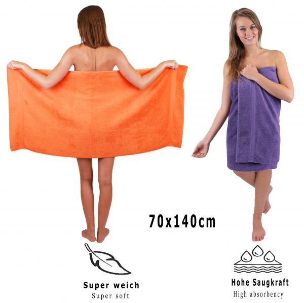 Betz 10 Piece Towel Set PREMIUM 100% Cotton 2 Wash Mitts 2 Guest Towels 4 Hand Towels 2 Bath Towels Colour: orange & purple