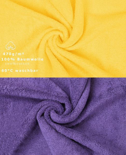 Betz 10 Piece Towel Set PREMIUM 100% Cotton 2 Wash Mitts 2 Guest Towels 4 Hand Towels 2 Bath Towels Colour: yellow & purple