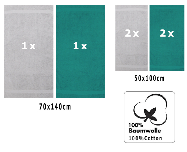 Betz Premium handdoekenset - 6-delige handdoekenset - 2x douchehanddoeken - 4x handdoeken - 50x100 cm - appelgroen