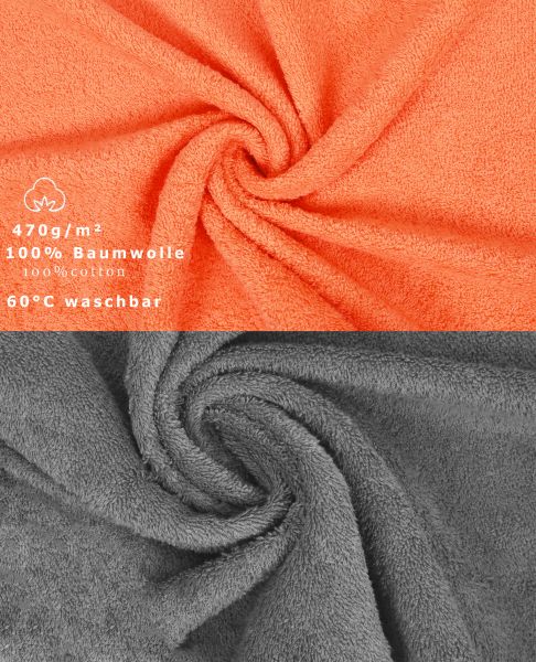 Lot de 10 serviettes débarbouillettes "Premium" couleur: orange & gris anthracite, taille: 30x30 cm de Betz