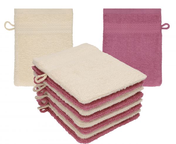 Betz Pack of 10 Wash Mitts PREMIUM 100% Cotton 16x21 cm sand - wild-berry