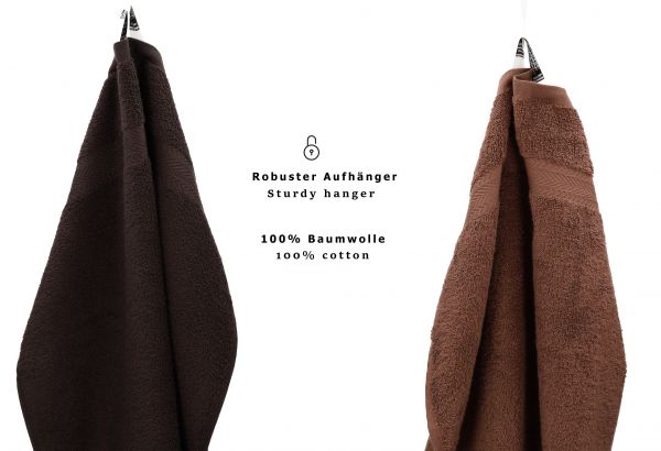 Betz 10 Piece Towel Set PREMIUM 100% Cotton 10 Face Cloths Colour: dark brown & hazel