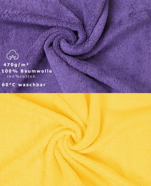 Betz 10 Piece Towel Set PREMIUM 100% Cotton 10 Face Cloths Colour: purple & yellow