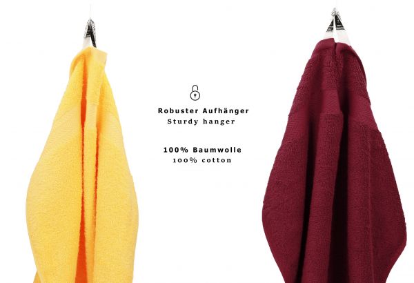 Betz 10 Piece Towel Set PREMIUM 100% Cotton 10 Face Cloths Colour: yellow & dark red