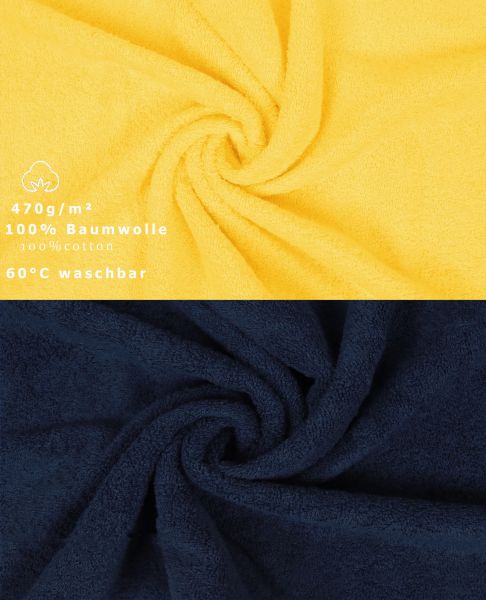 Betz 10 Piece Towel Set PREMIUM 100% Cotton 10 Face Cloths Colour: yellow & dark blue