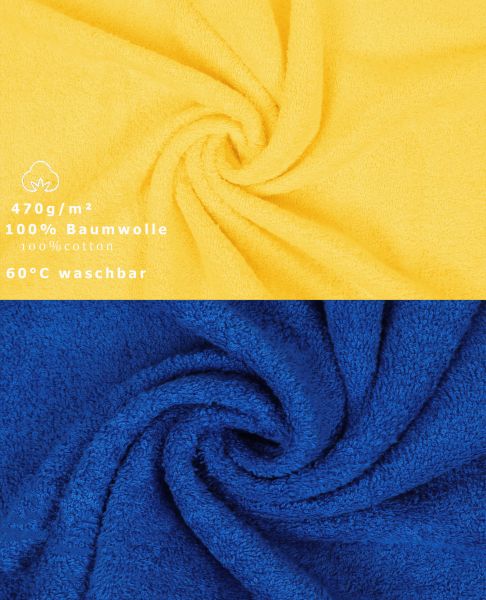 Betz 10 Piece Towel Set PREMIUM 100% Cotton 10 Face Cloths Colour: yellow & royal blue