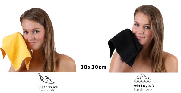 Betz Paquete de 10 piezas de toalla facial PREMIUM tamaño 30x30cm 100% algodón de colores amarillo y negro