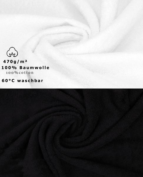 Pack of 10 Wash Cloths Flannel Towels PREMIUM 100% Cotton 30x30 cm (black & white)