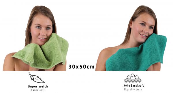 Betz 10 Piece Towel Set PREMIUM 100% Cotton 10 Guest Towels Colour: apple green & emerald green