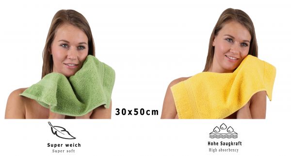 Betz 10 Stück Seiftücher PREMIUM 100% Baumwolle Seiflappen Set 30x30 cm Farbe apfelgrün und gelb