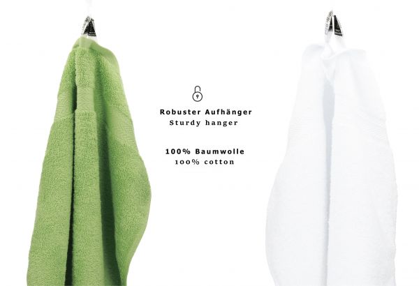 Betz 10 Piece Towel Set PREMIUM 100% Cotton 10 Guest Towels Colour: apple green & white