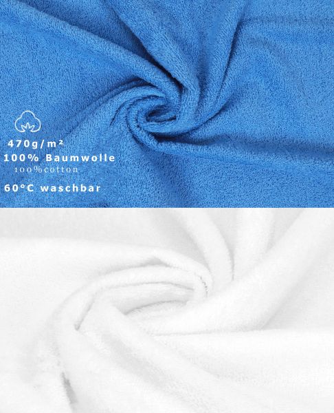 Betz 10 Piece Towel Set PREMIUM 100% Cotton 10 Guest Towels Colour: light blue & white