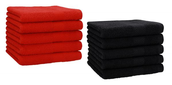 Betz 10 Piece Towel Set PREMIUM 100% Cotton 10 Guest Towels Colour: red & black