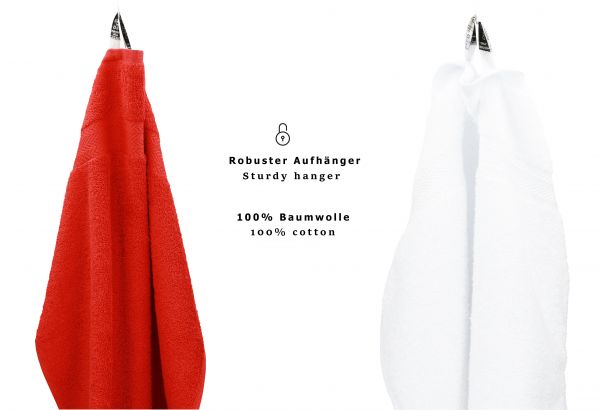 Betz 10 Piece Towel Set PREMIUM 100% Cotton 10 Guest Towels Colour: red & white