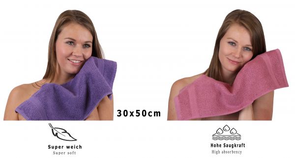 Betz 10 Piece Towel Set PREMIUM 100% Cotton 10 Guest Towels Colour: purple & old rose