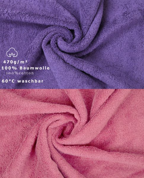 Betz 10 Piece Towel Set PREMIUM 100% Cotton 10 Guest Towels Colour: purple & old rose