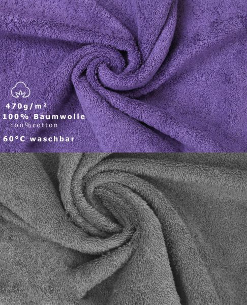 Betz 10 Piece Towel Set PREMIUM 100% Cotton 10 Guest Towels Colour: purple & anthracite