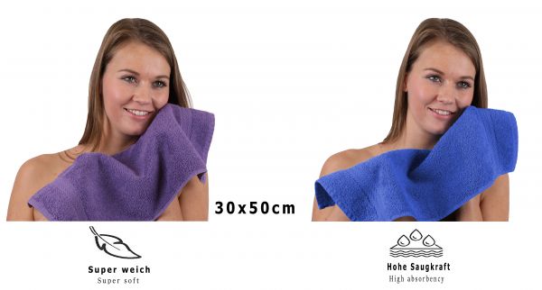 Betz 10 Piece Towel Set PREMIUM 100% Cotton 10 Guest Towels Colour: purple & royal blue