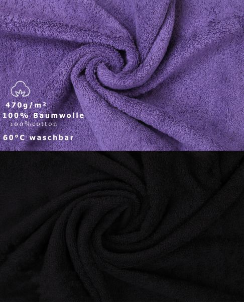 Betz 10 Piece Towel Set PREMIUM 100% Cotton 10 Guest Towels Colour: purple & black