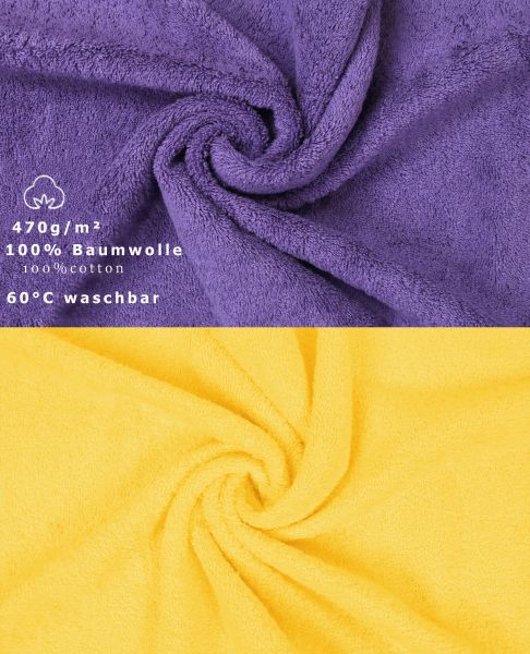 Betz 10 Piece Towel Set PREMIUM 100% Cotton 10 Guest Towels Colour: purple & yellow