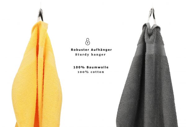 10er Pack Gästehandtücher "Premium" Farbe: Gelb & Anthrazit, Größe: 30x50 cm