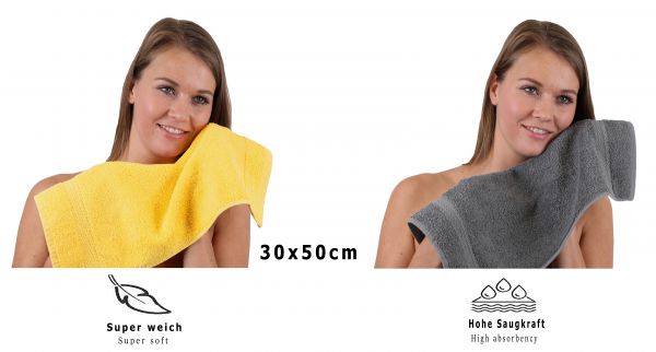 Betz 10 Piece Towel Set PREMIUM 100% Cotton 10 Guest Towels Colour: yellow & anthracite