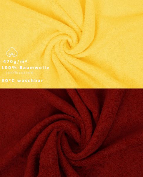 Betz 10 Toallas para invitados PREMIUM 100% algodón 30x50cm en amarillo y rojo oscuro