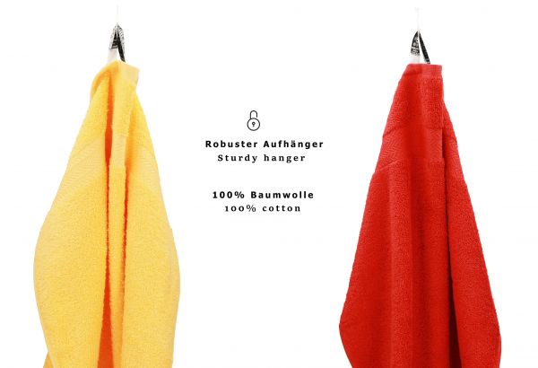 Betz 10 Piece Towel Set PREMIUM 100% Cotton 10 Guest Towels Colour: yellow & red