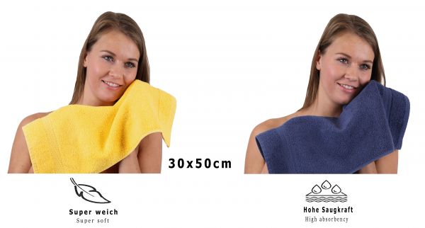 Betz 10 Piece Towel Set PREMIUM 100% Cotton 10 Guest Towels Colour: yellow & dark blue