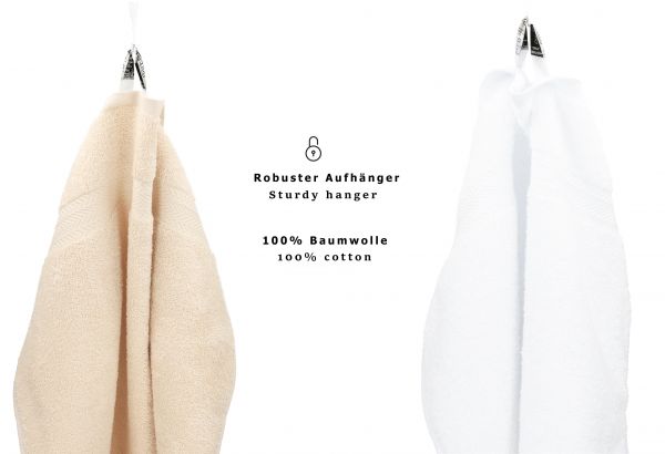 Betz 10 Piece Towel Set PREMIUM 100% Cotton 10 Guest Towels Colour: beige & white