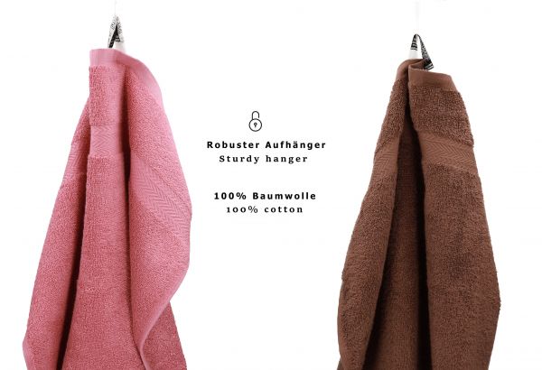 Betz 10 Piece Towel Set PREMIUM 100% Cotton 10 Guest Towels Colour: old rose & hazel