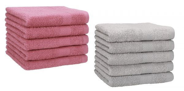 Betz 10 Toallas para invitados PREMIUM 100% algodón 30x50cm en rosa y gris plata