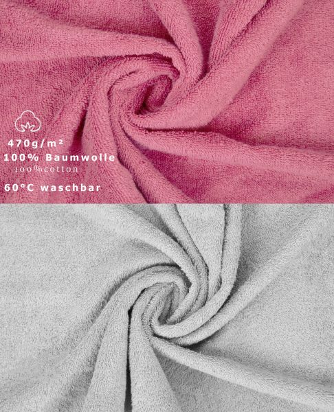 Betz 10 Piece Towel Set PREMIUM 100% Cotton 10 Guest Towels Colour: old rose & silver grey