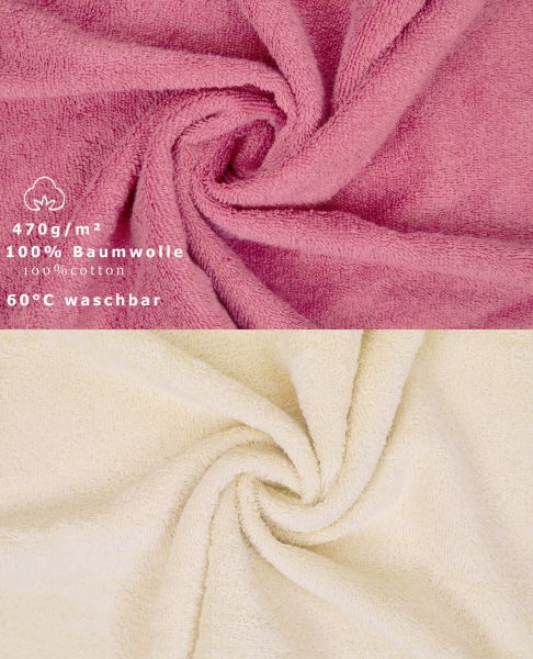 Lot de 10 serviettes d'invité "Premium" taille 30 x 50 cm couleur vieux rose/beige, qualité 470g/m², 10 serviettes d'invité 30x50 cm en coton de Betz