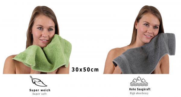 Betz 10 Piece Towel Set PREMIUM 100% Cotton 10 Guest Towels Colour: apple green & anthracite