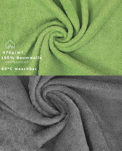 Betz 10 Piece Towel Set PREMIUM 100% Cotton 10 Guest Towels Colour: apple green & anthracite
