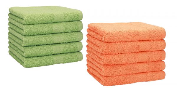 Betz 10 Piece Towel Set PREMIUM 100% Cotton 10 Guest Towels Colour: apple green & orange