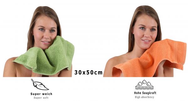 Betz 10 Piece Towel Set PREMIUM 100% Cotton 10 Guest Towels Colour: apple green & orange