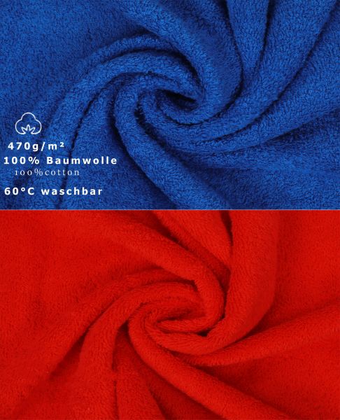 Betz 10 Piece Towel Set PREMIUM 100% Cotton 10 Guest Towels Colour: royal blue & red