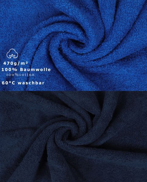 Betz 10 Stück Gästehandtücher PREMIUM 100%Baumwolle Gästetuch-Set 30x50 cm Farbe royalblau und dunkelblau