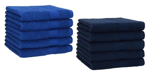 Betz 10 Stück Gästehandtücher PREMIUM 100%Baumwolle Gästetuch-Set 30x50 cm Farbe royalblau und dunkelblau