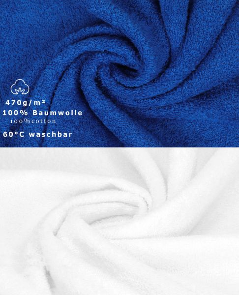Betz 10 Stück Gästehandtücher PREMIUM 100%Baumwolle Gästetuch-Set 30x50 cm Farbe royalblau und weiß