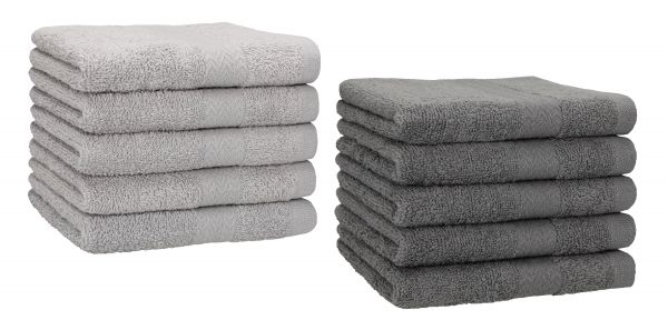 Betz 10 Piece Towel Set PREMIUM 100% Cotton 10 Guest Towels Colour: silver grey & anthracite