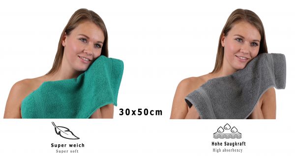 Betz 10 Piece Towel Set PREMIUM 100% Cotton 10 Guest Towels Colour: emerald green & anthracite